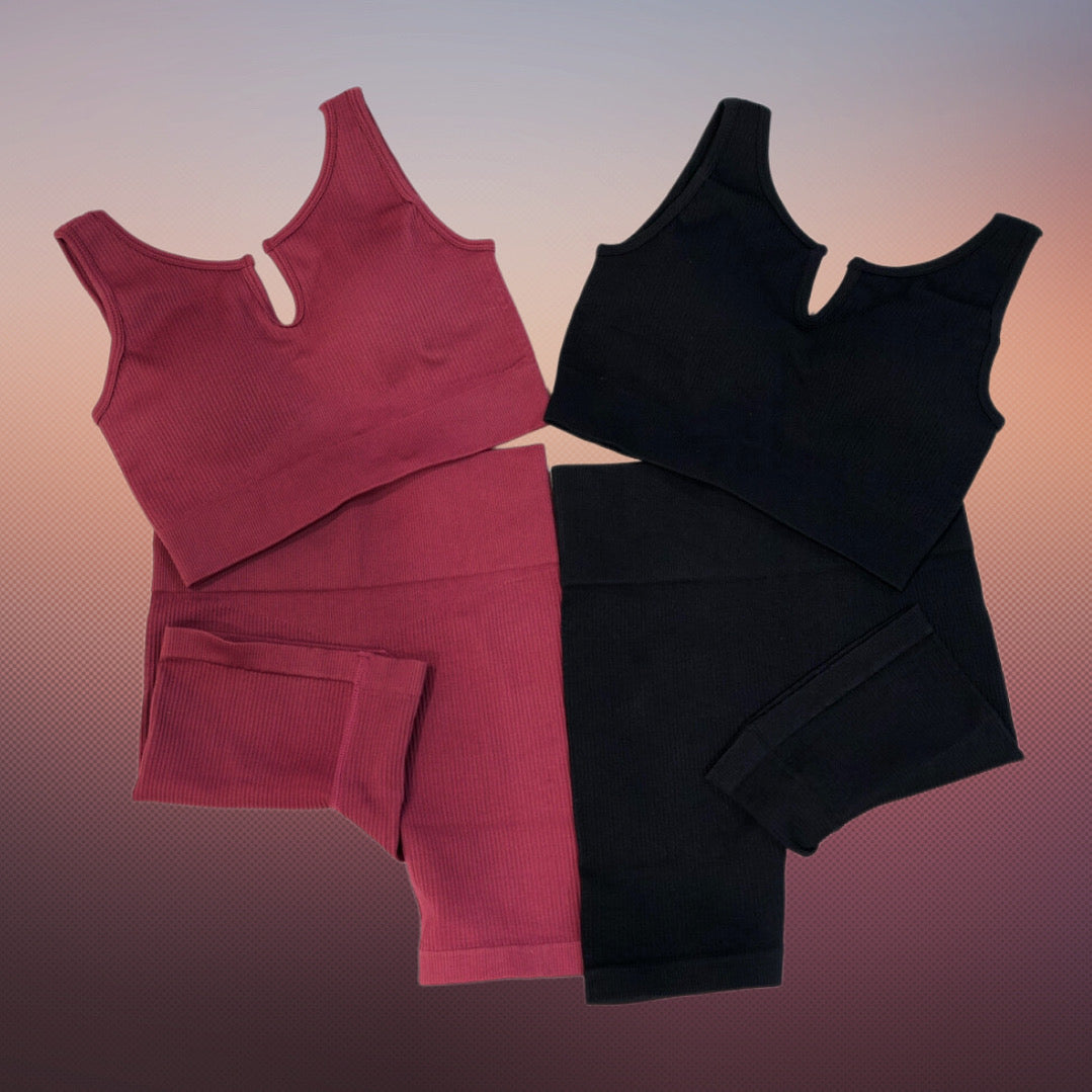 2 Pcs Muscle Tank Bra & High Wasted Short