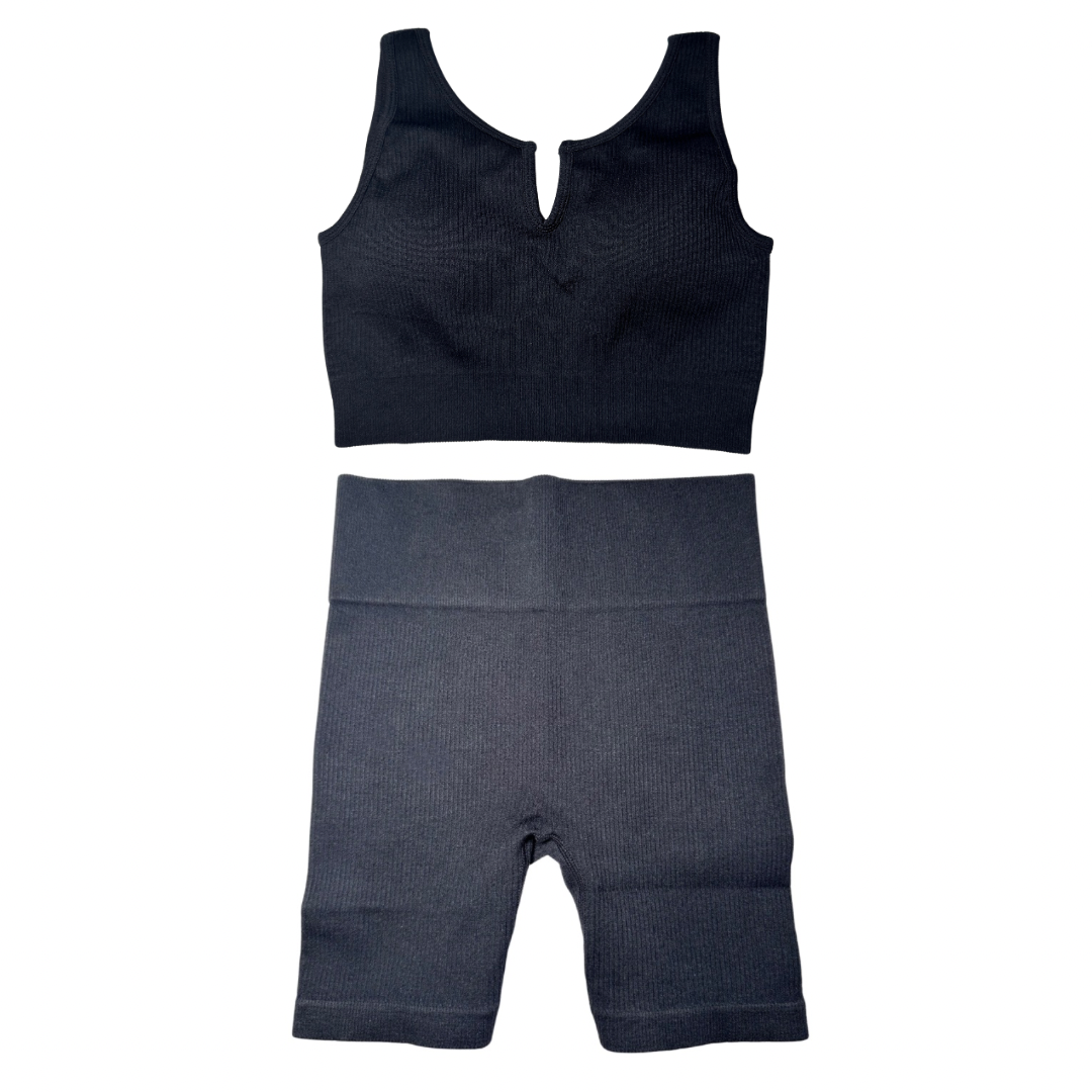 2 Pcs Muscle Tank Bra & High Wasted Short