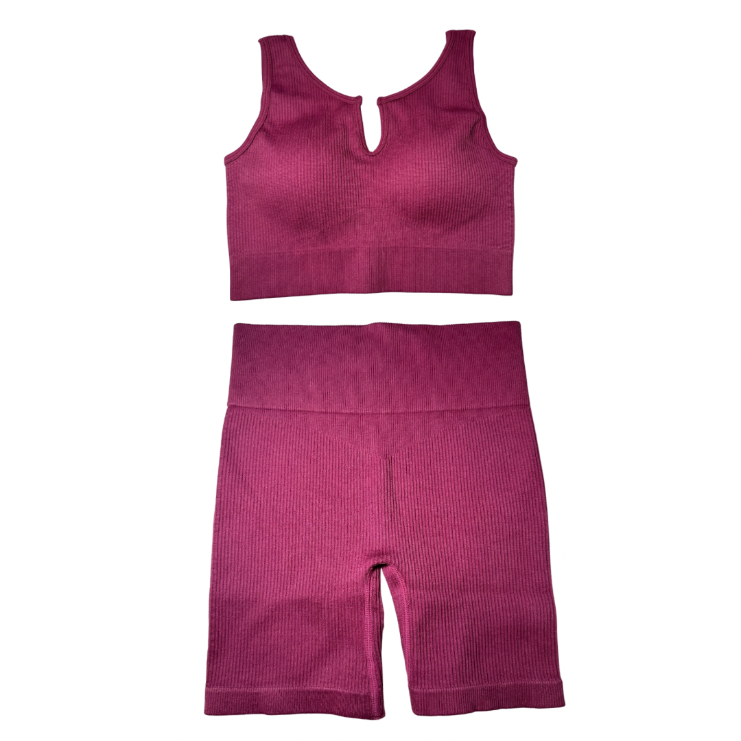 2 Pcs Muscle Tank Bra & High Wasted Short