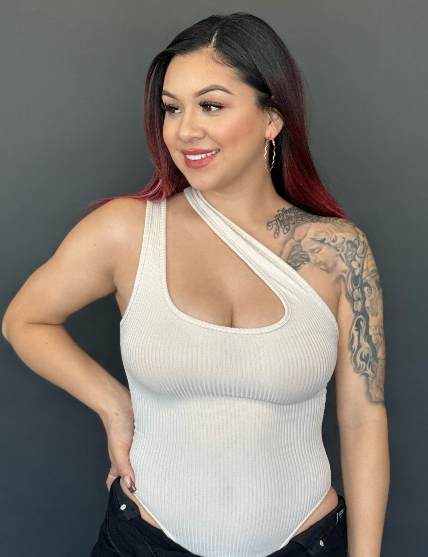 One Shoulder Cut Out Bodysuit
