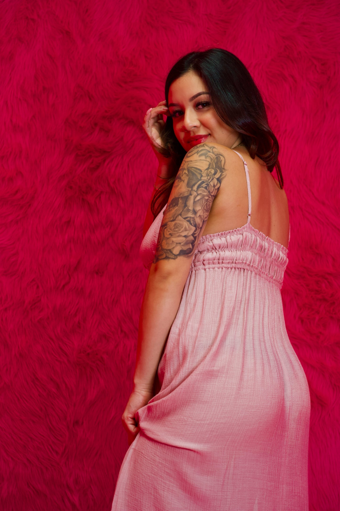 Pink Ruffle Maxi Dress