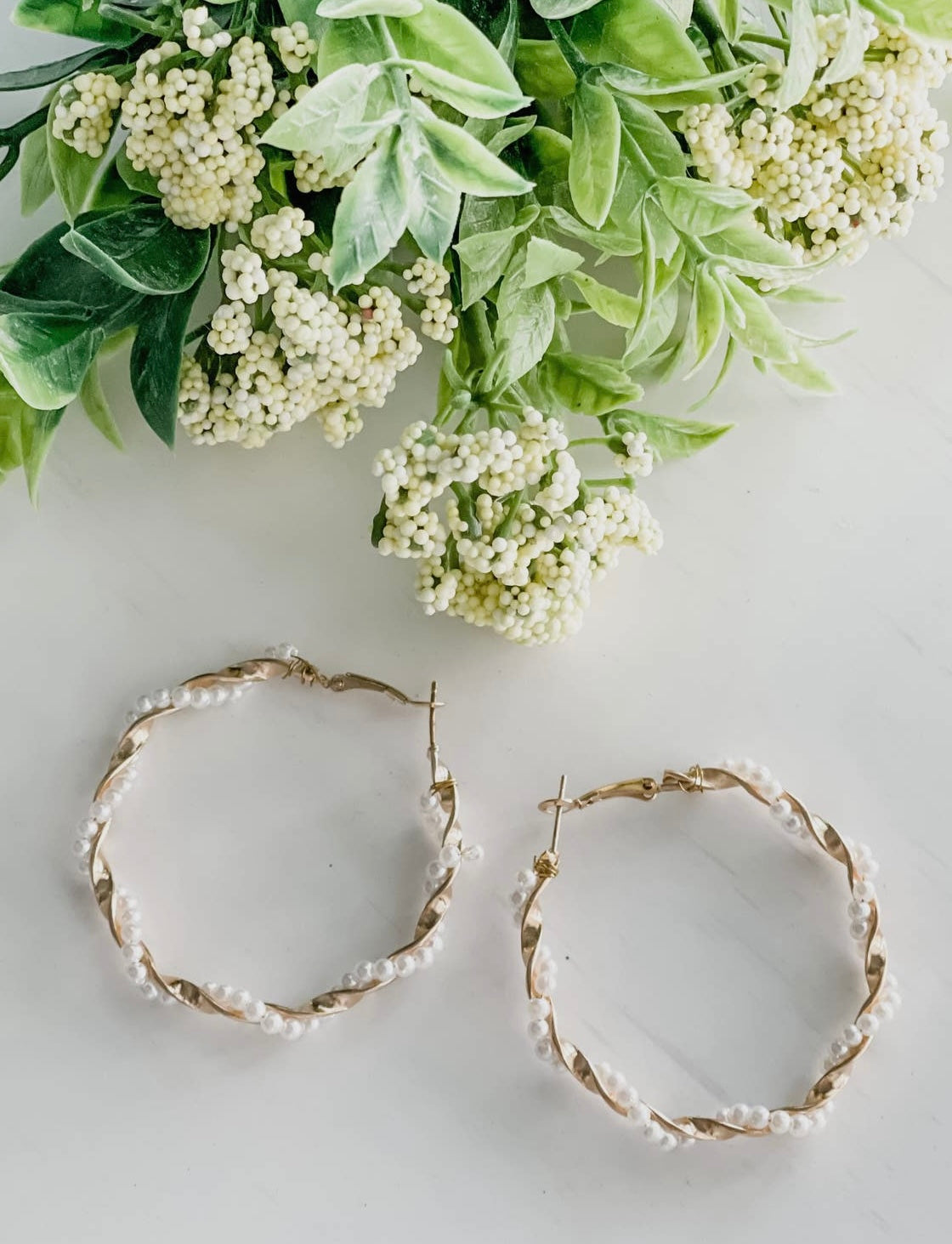 Interlocked Pearl Hoops