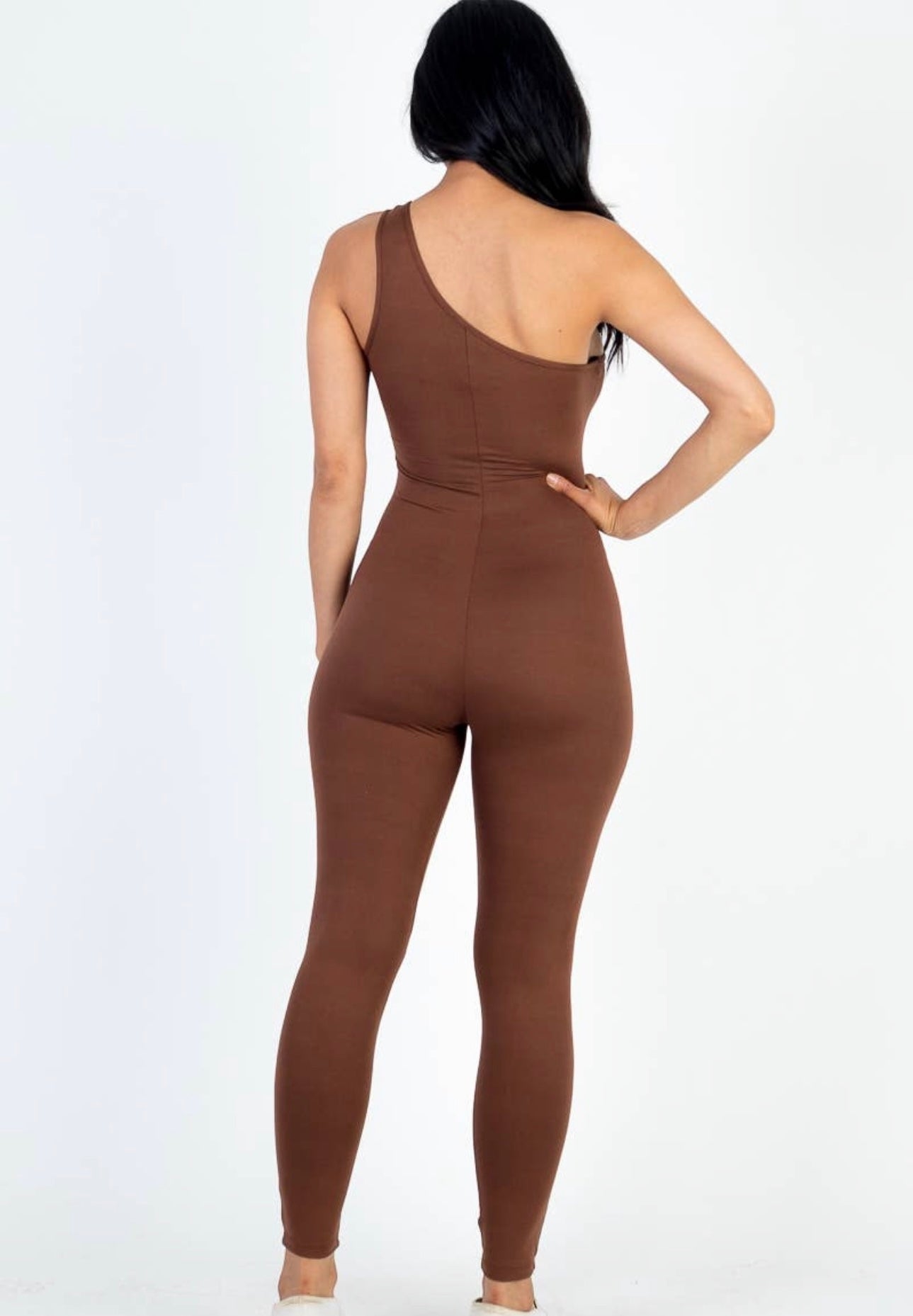 One Shoulder Jumpsuit (Brown)